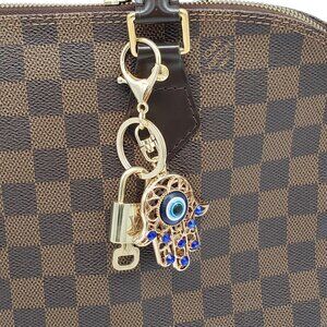 Authentic Louis Vuitton Lock & Key with unbranded Evil Eye Keycharm 011726